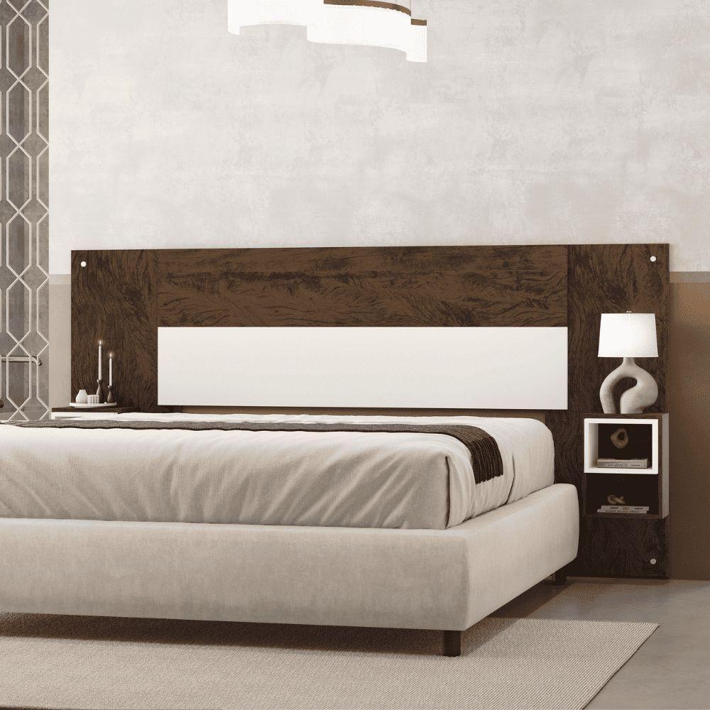 Cabeceira Cama Box Regulável Casal/solteiro Com Nicho Acoplado Tóquio Imbuia/champanhe - Mabe Magazine - 1