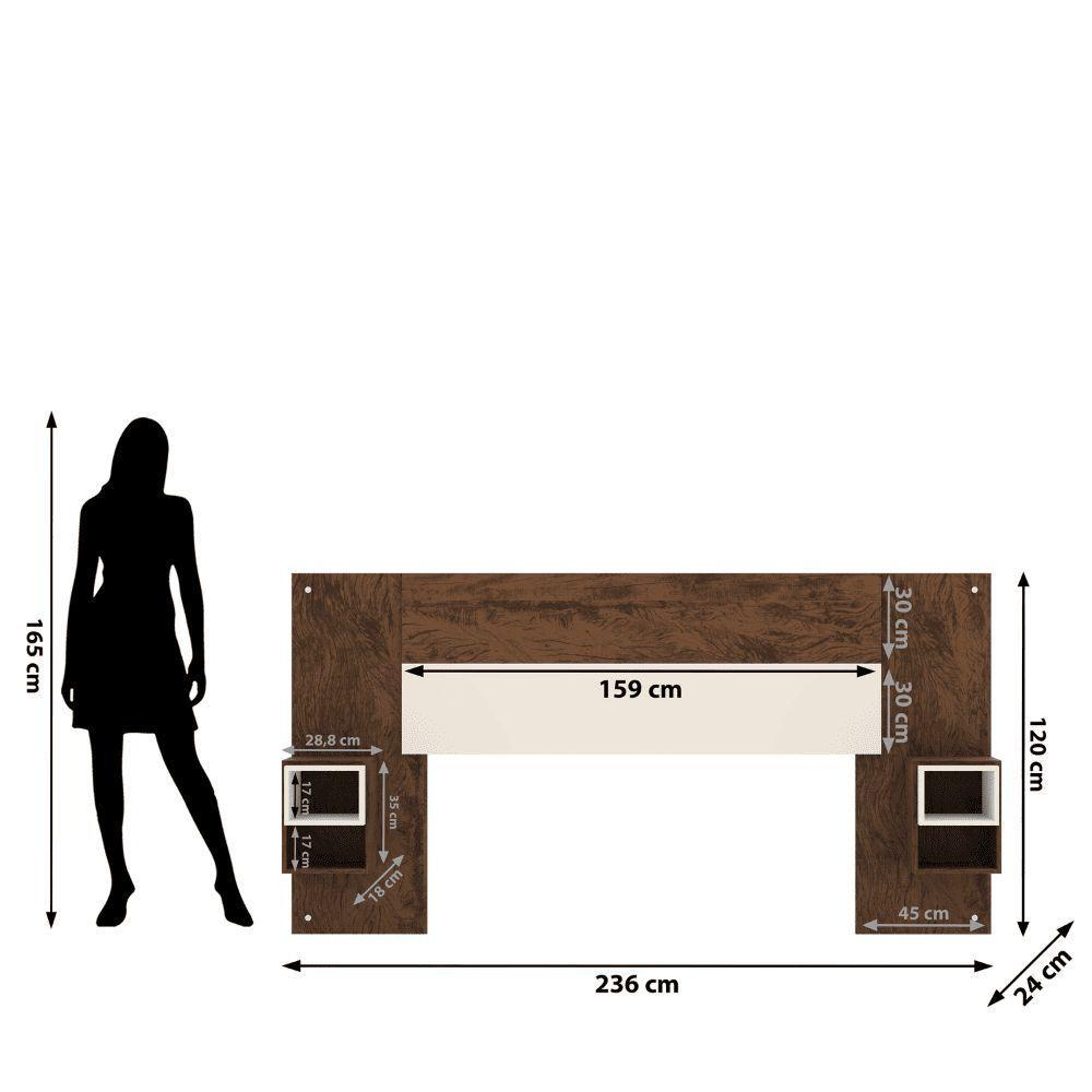 Cabeceira Cama Box Regulável Casal/solteiro Com Nicho Acoplado Tóquio Imbuia/champanhe - Mabe Magazine - 5