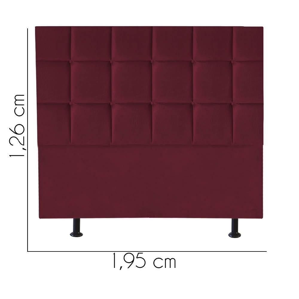 Cabeceira Estofada Cama Box Casal King 195cm Espanha Suede Bordo- Mabe Magazine - 2