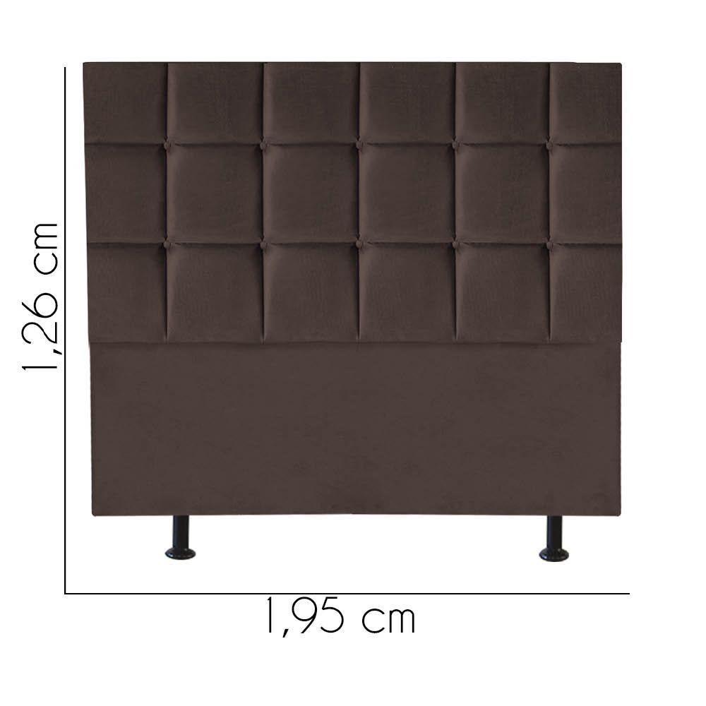 Cabeceira Estofada Cama Box Casal King 195cm Espanha Suede Marrom- Mabe Magazine - 2