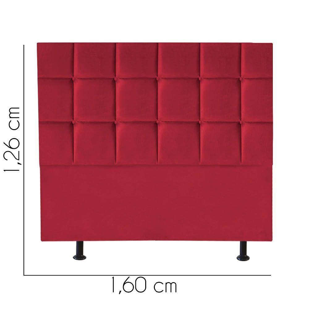 Cabeceira Estofada Cama Box Casal Queen 160cm Espanha Corino Vermelho- Mabe Magazine - 2