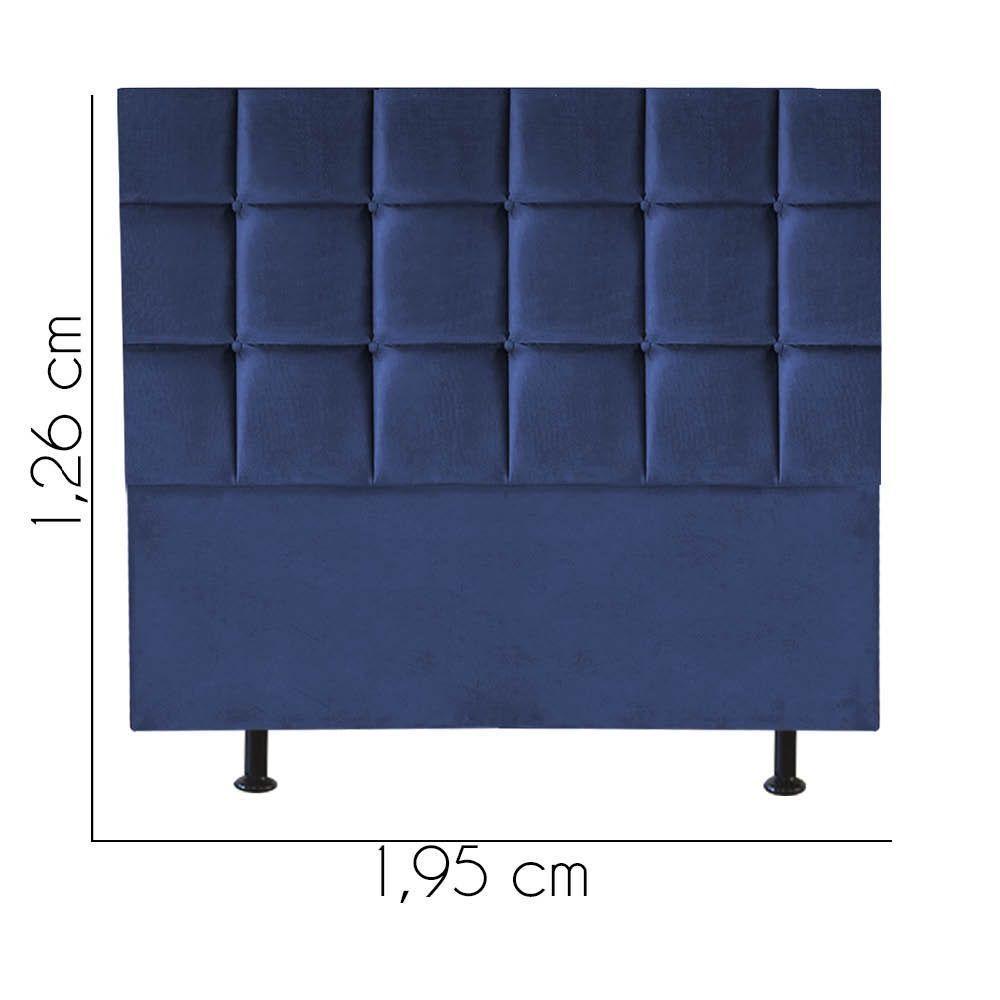 Cabeceira Estofada Cama Box Casal King 195cm Espanha Suede Azul- Mabe Magazine - 2