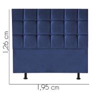 Cabeceira Estofada Cama Box Casal King 195cm Espanha Suede Azul- Mabe Magazine - 2