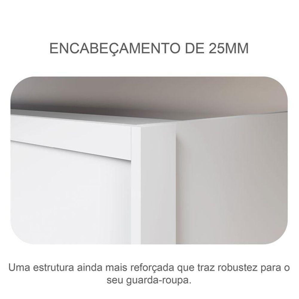 Guarda Roupa Casal Logan 3 Portas 4 Gavetas Neve - Novo Horizonte - 6