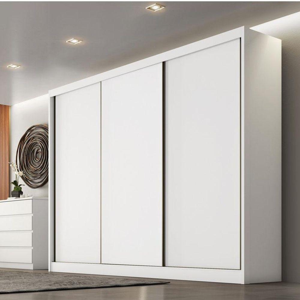 Guarda Roupa Casal Logan 3 Portas 4 Gavetas Neve - Novo Horizonte - 8