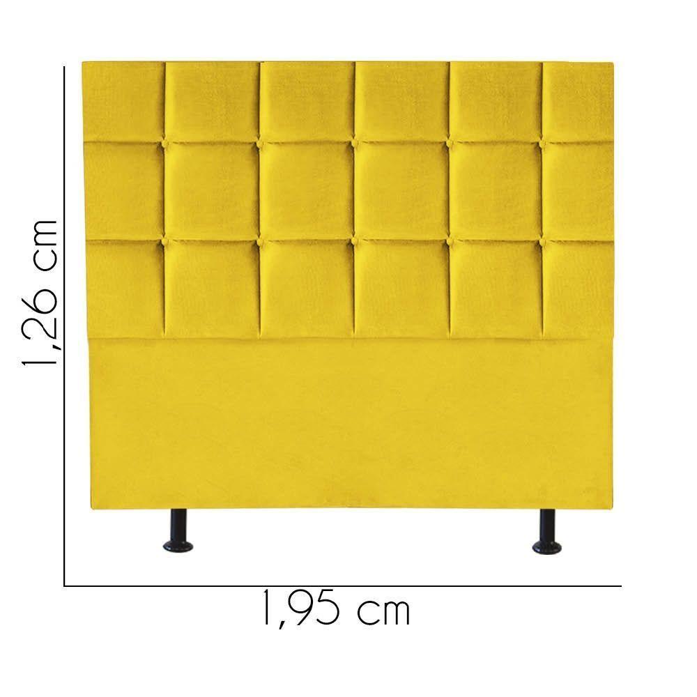 Cabeceira Estofada Cama Box Casal King 195cm Espanha Suede Amarelo- Mabe Magazine - 2