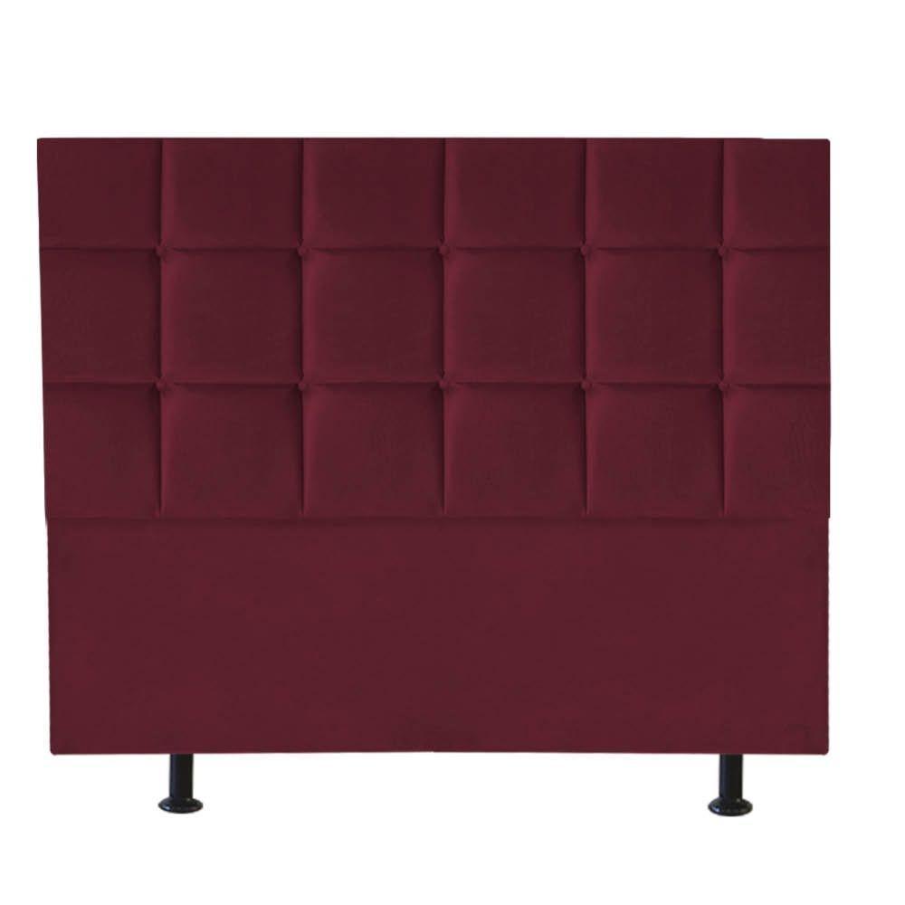 Cabeceira Estofada Cama Box Casal Queen 160cm Espanha Suede Bordo- Mabe Magazine - 1