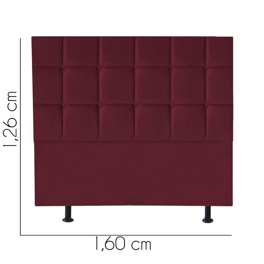 Cabeceira Estofada Cama Box Casal Queen 160cm Espanha Suede Bordo- Mabe Magazine - 2