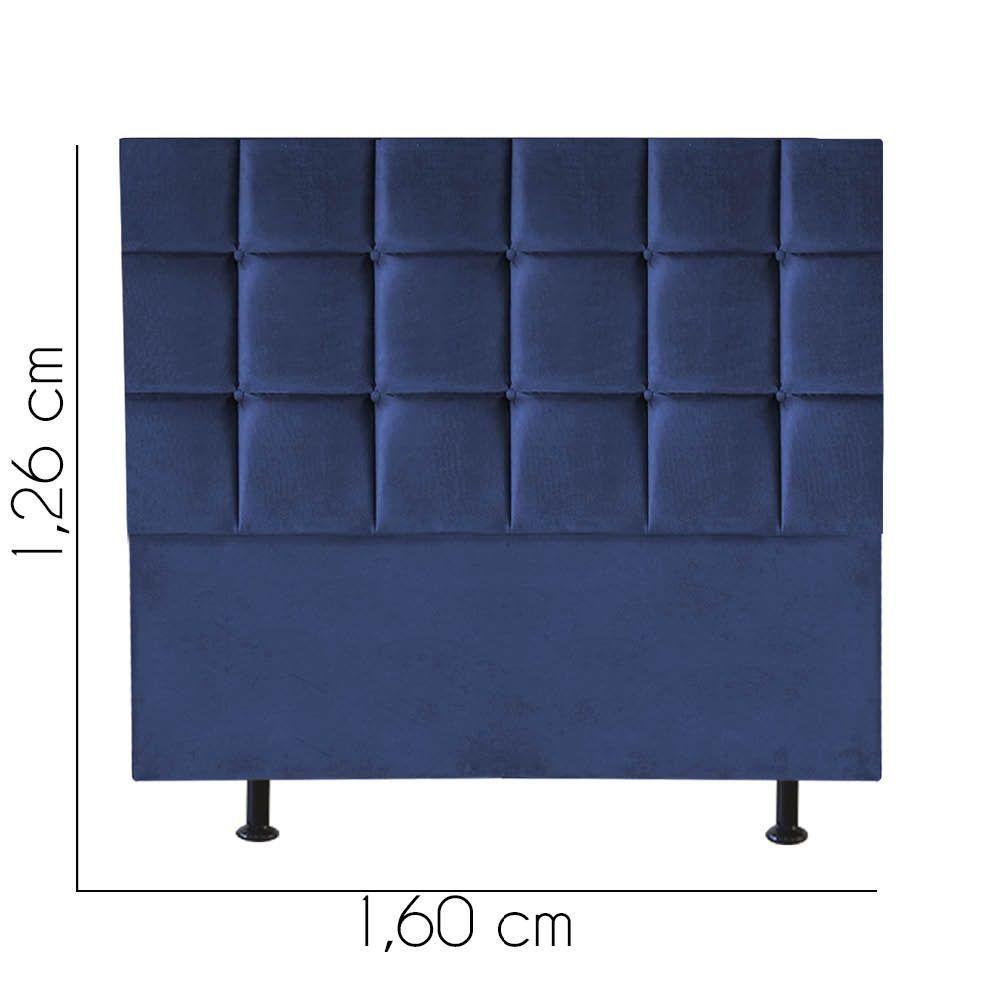 Cabeceira Estofada Cama Box Casal Queen 160cm Espanha Suede Azul- Mabe Magazine - 2