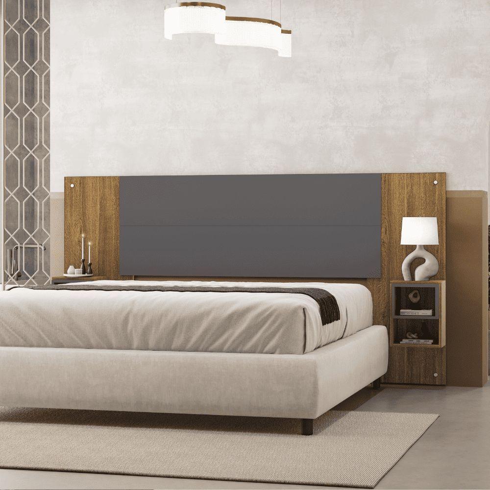 Cabeceira Cama Box Regulável Casal/solteiro Com Nicho Acoplado Tóquio Nature/alasca - Mabe Magazine - 1