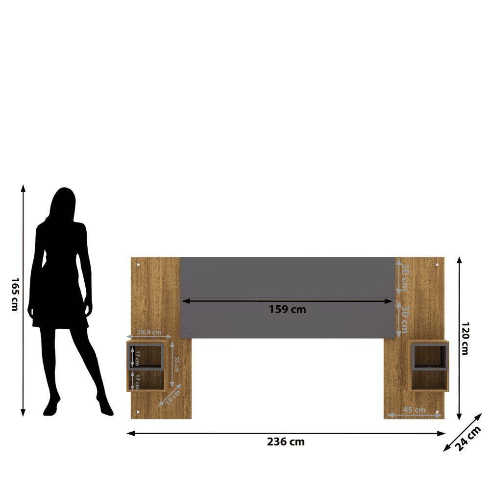 Cabeceira Cama Box Regulável Casal/solteiro Com Nicho Acoplado Tóquio Nature/alasca - Mabe Magazine - 5