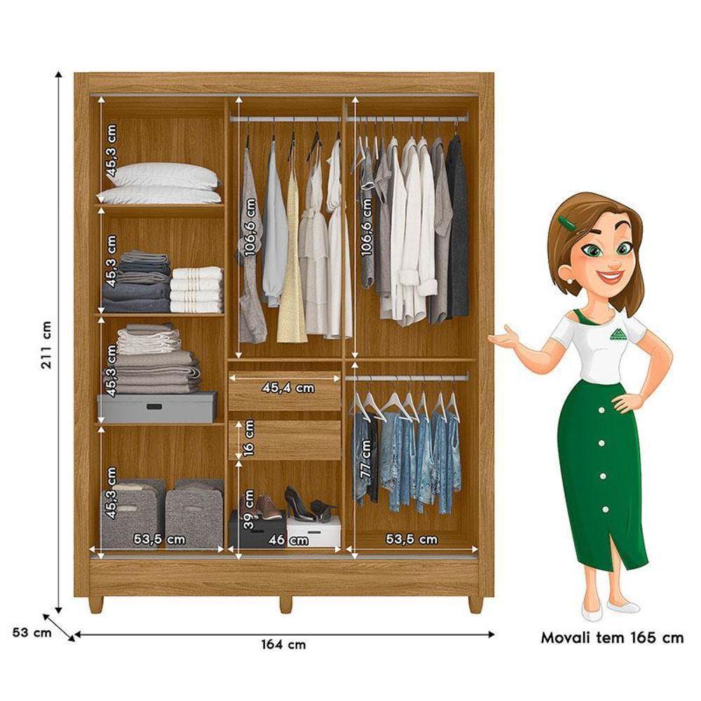 Guarda Roupa Casal Bolívia E Cômoda Georgia Freijó Cinza - Moval - 4