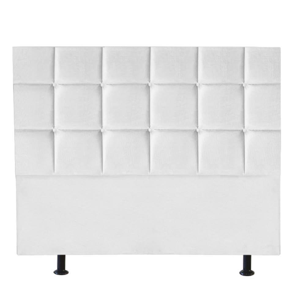 Cabeceira Estofada Cama Box Casal King 195cm Espanha Corino Branco- Mabe Magazine - 1