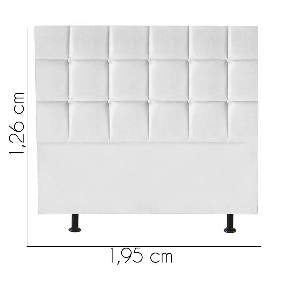 Cabeceira Estofada Cama Box Casal King 195cm Espanha Corino Branco- Mabe Magazine - 2