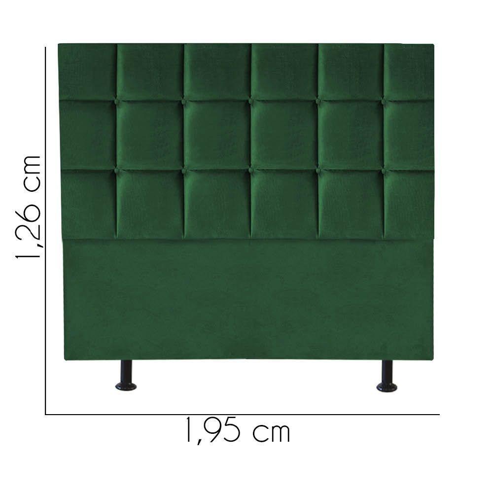 Cabeceira Estofada Cama Box Casal King 195cm Espanha Suede Verde- Mabe Magazine - 2