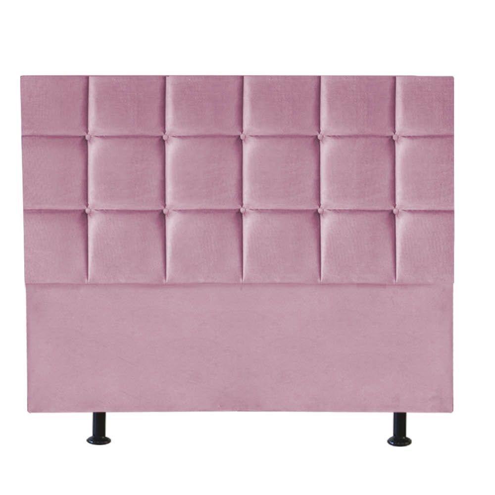 Cabeceira Estofada Cama Box Casal King 195cm Espanha Suede Rosa Bebe- Mabe Magazine - 1