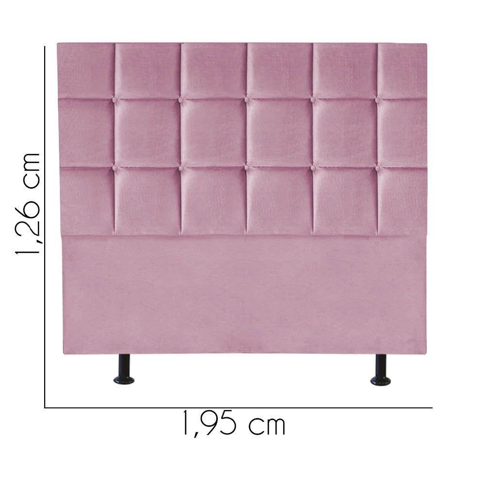 Cabeceira Estofada Cama Box Casal King 195cm Espanha Suede Rosa Bebe- Mabe Magazine - 2