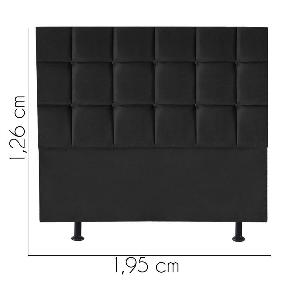 Cabeceira Estofada Cama Box Casal King 195cm Espanha Suede Preto- Mabe Magazine - 2