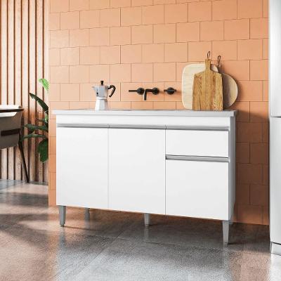 Balcão Gabinete De Pia Para Cozinha Sem Tampo 120cm Tatiane Branco- Mabe Magazine