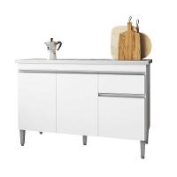 Balcão Gabinete De Pia Para Cozinha Sem Tampo 120cm Tatiane Branco- Mabe Magazine - 2