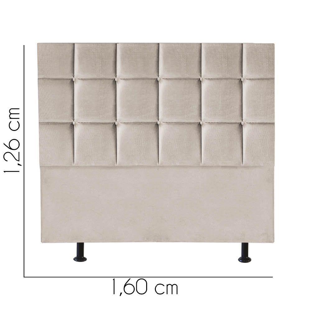 Cabeceira Estofada Cama Box Casal Queen 160cm Espanha Corino Bege- Mabe Magazine - 2