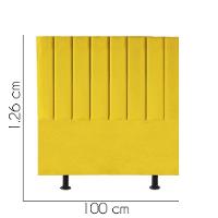 Cabeceira Estofada Carla 100cm Solteiro Para Cama Colchão Box Quarto Corino Amarelo - Aurora Line - 2