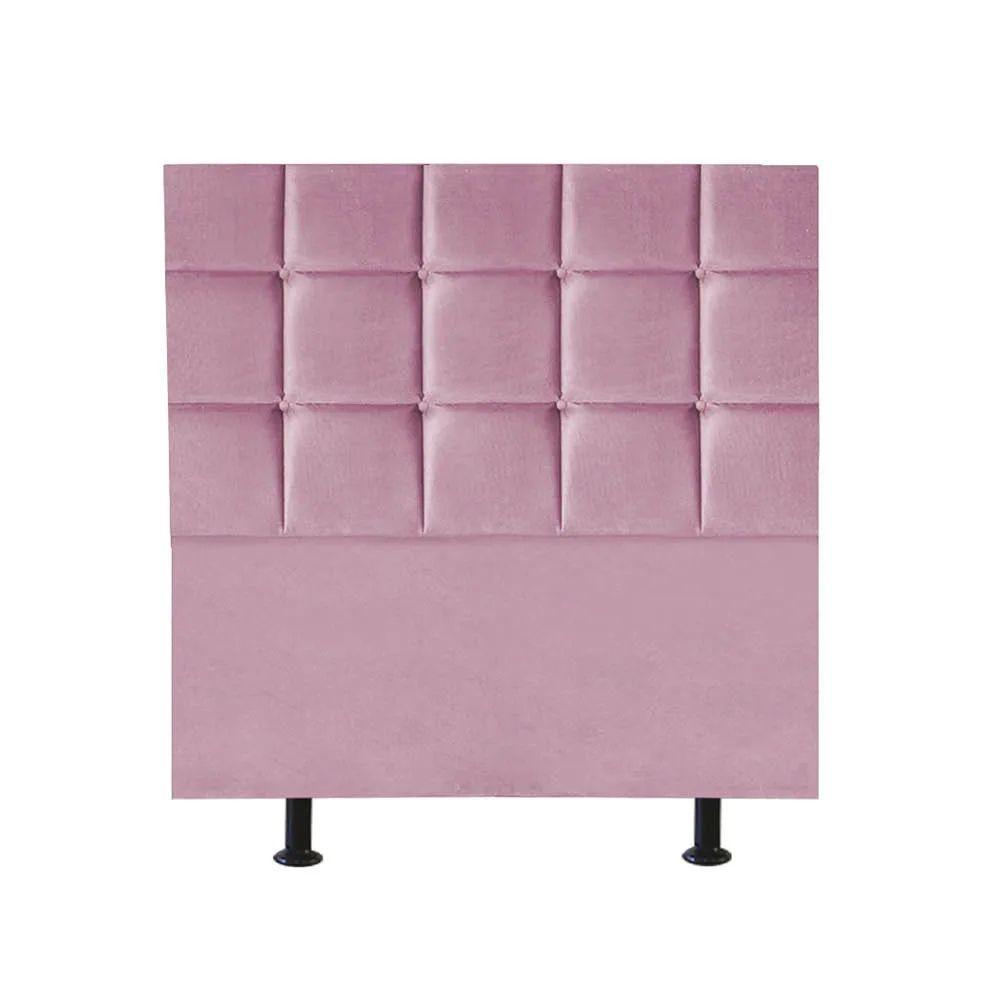 Cabeceira Estofada Cama Box Solteiro 90cm Espanha Suede Rosa Bebe- Mabe Magazine - 1