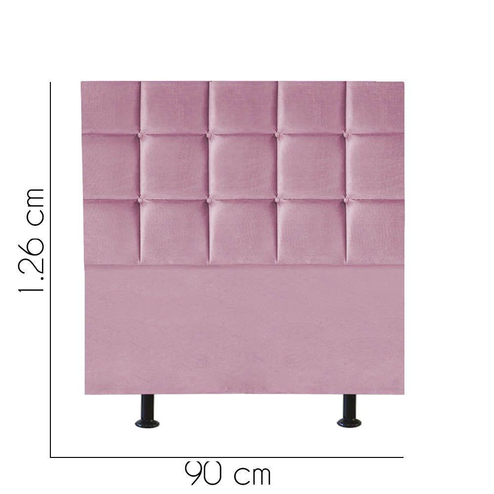 Cabeceira Estofada Cama Box Solteiro 90cm Espanha Suede Rosa Bebe- Mabe Magazine - 2