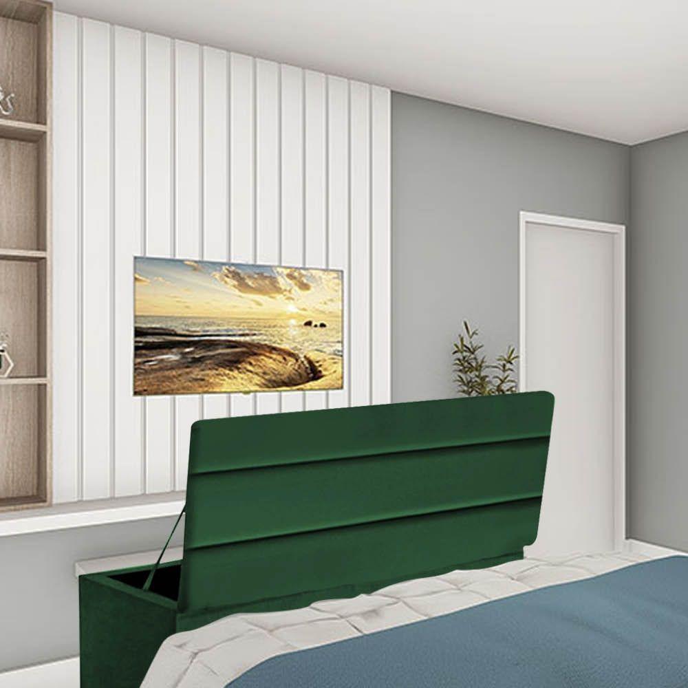 Calçadeira Baú Recamier Estofada Cama De Casal 140cm Argentina Suede Verde- Mabe Magazine - 1