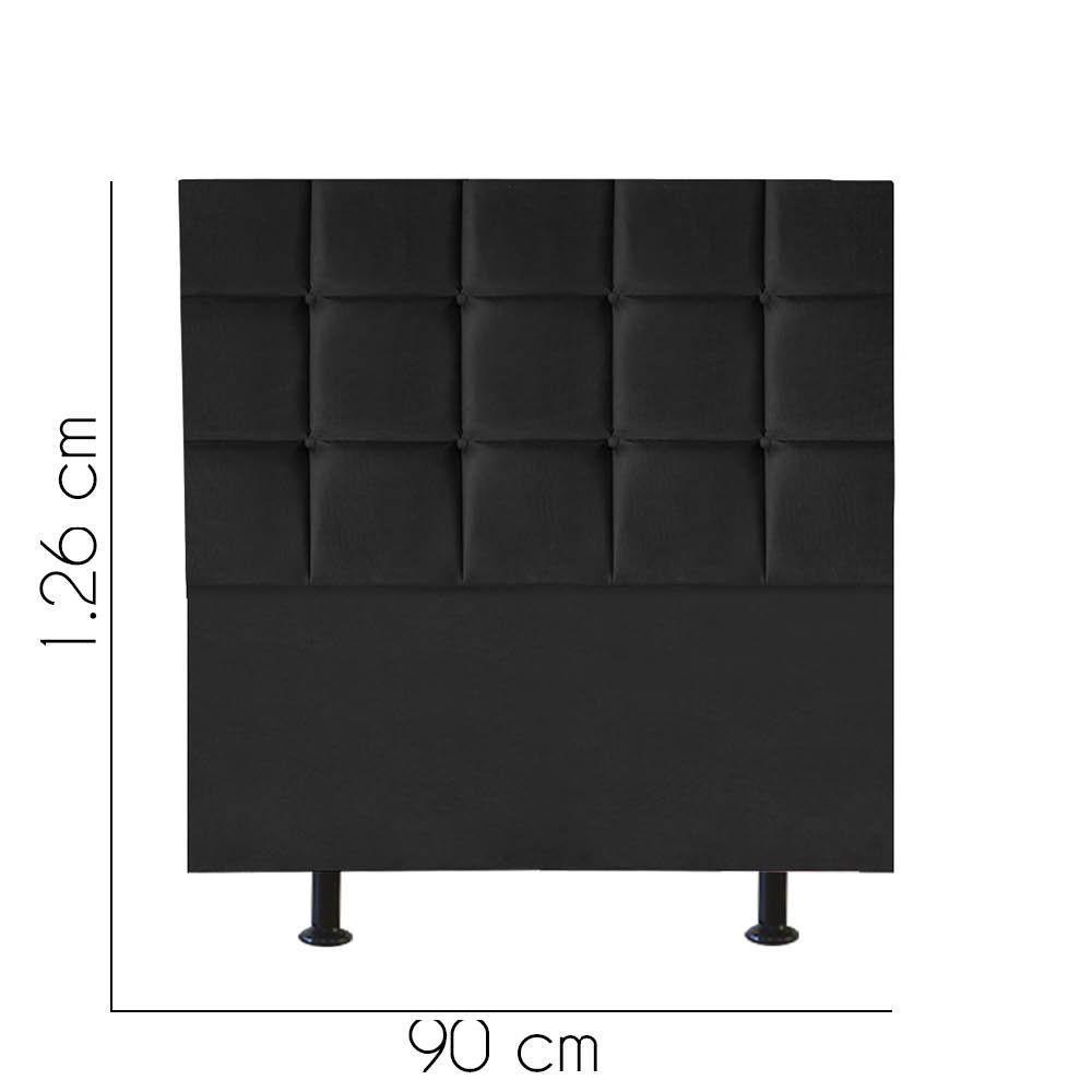 Cabeceira Estofada Cama Box Solteiro 90cm Espanha Suede Preto- Mabe Magazine - 2