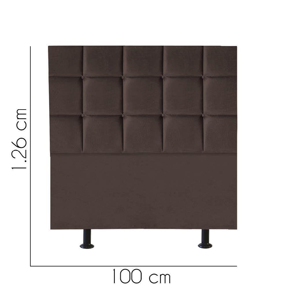 Cabeceira Estofada Cama Box Solteiro 100cm Espanha Corino Marrom- Mabe Magazine - 2