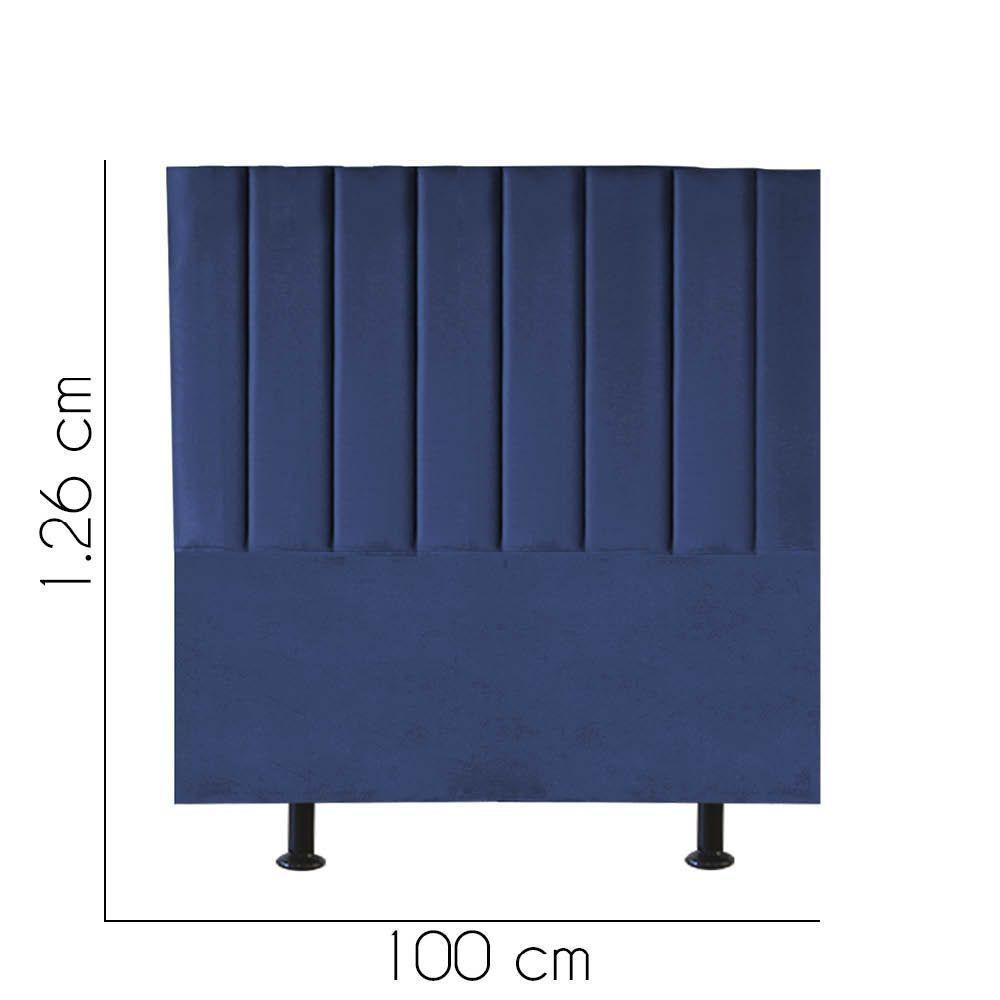 Cabeceira Estofada Carla 100cm Solteiro Para Cama Colchão Box Quarto Suede Azul Marinho - Aurora Line - 2