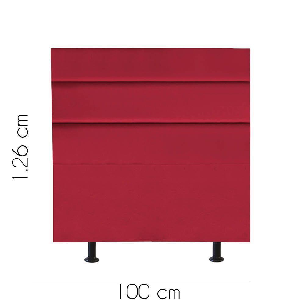 Cabeceira Estofada Cama Box Solteiro 100cm Argentina Suede Vermelho- Mabe Magazine - 3