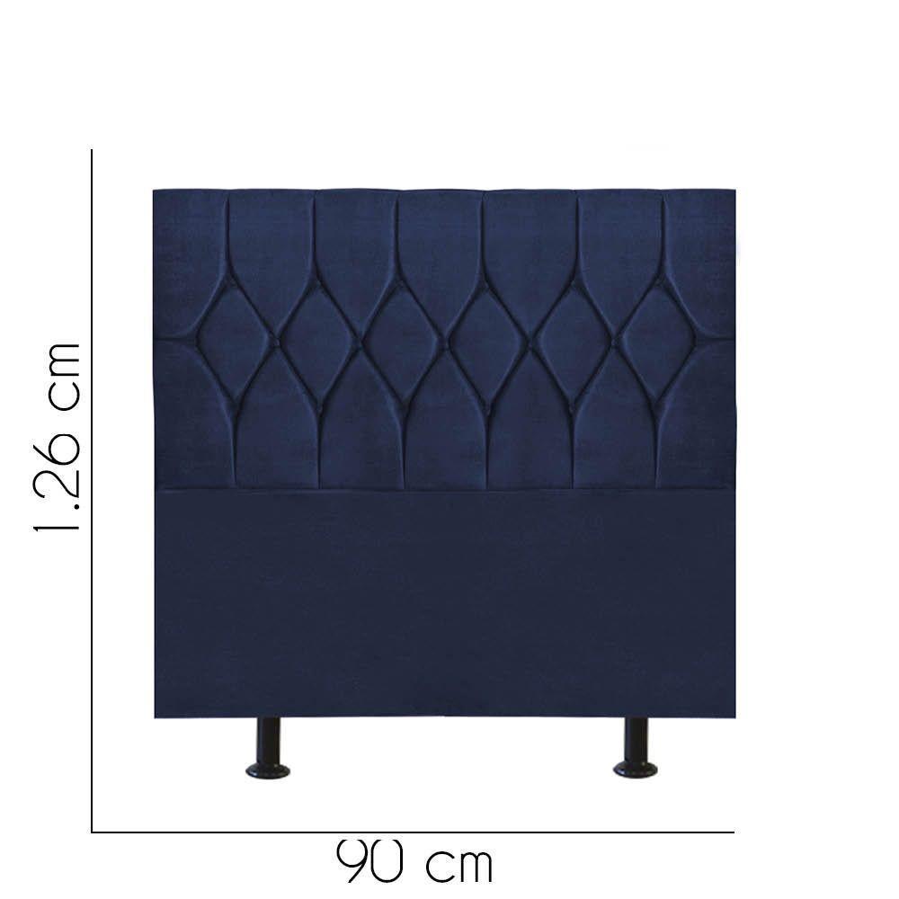 Cabeceira Estofada Cama Box Solteiro 90cm Istambul Suede Azul- Mabe Magazine - 3