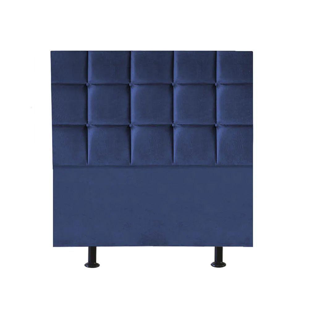 Cabeceira Estofada Cama Box Solteiro 100cm Espanha Corino Azul- Mabe Magazine - 1