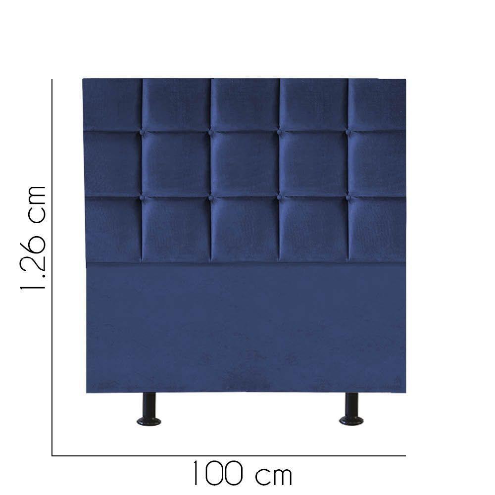 Cabeceira Estofada Cama Box Solteiro 100cm Espanha Corino Azul- Mabe Magazine - 2