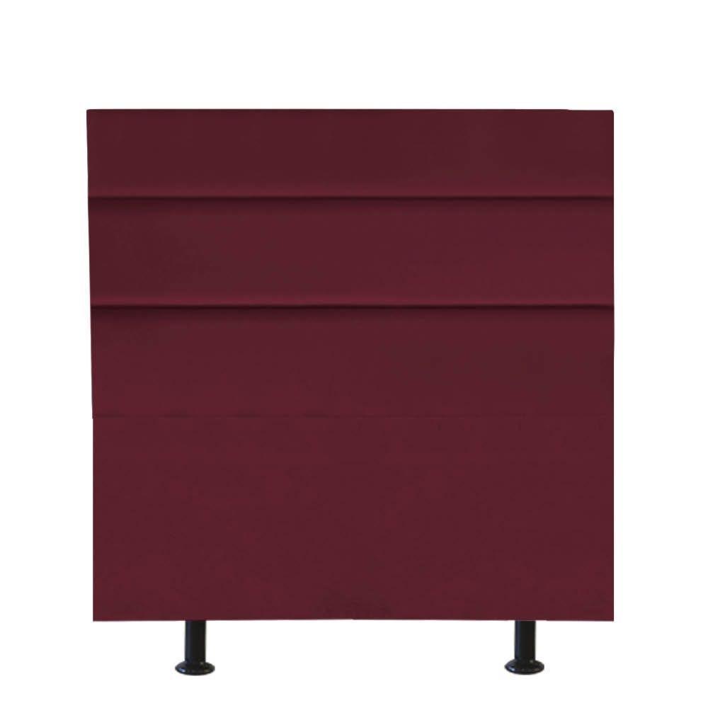 Cabeceira Estofada Cama Box Solteiro 90cm Argentina Suede Bordo- Mabe Magazine - 1