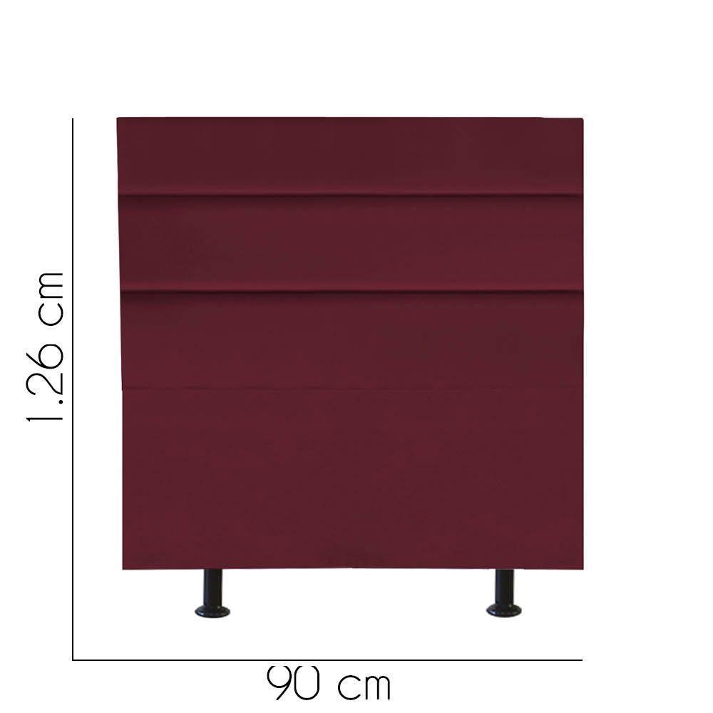 Cabeceira Estofada Cama Box Solteiro 90cm Argentina Suede Bordo- Mabe Magazine - 3