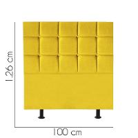 Cabeceira Estofada Cama Box Solteiro 100cm Espanha Corino Amarelo- Mabe Magazine - 2