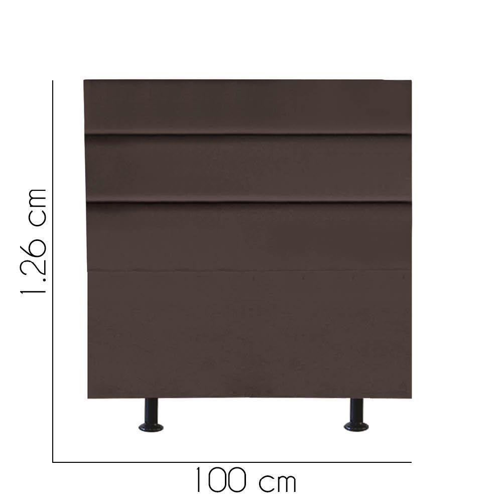 Cabeceira Estofada Cama Box Solteiro 100cm Argentina Suede Marrom- Mabe Magazine - 3