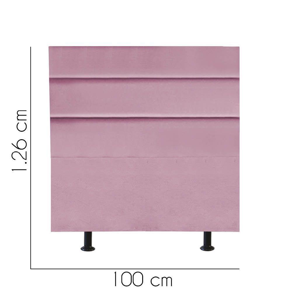 Cabeceira Estofada Cama Box Solteiro 100cm Argentina Suede Rosa Bebe- Mabe Magazine - 3