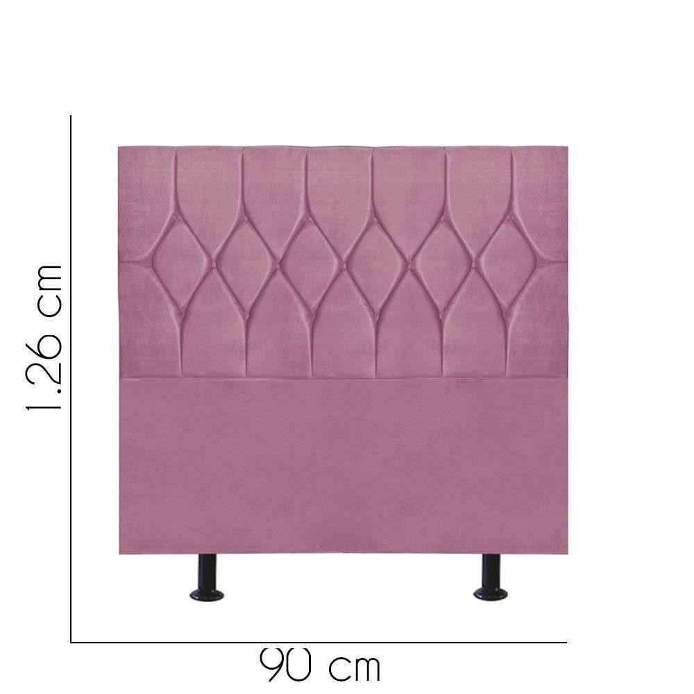 Cabeceira Estofada Cama Box Solteiro 90cm Istambul Suede Rosa Bebe- Mabe Magazine - 3