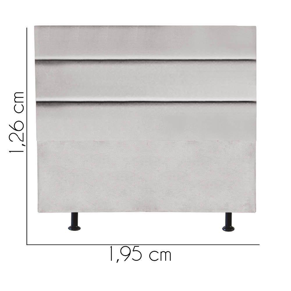 Cabeceira Estofada Cama Box King 195cm Argentina Corino Cinza Claro- Mabe Magazine - 3