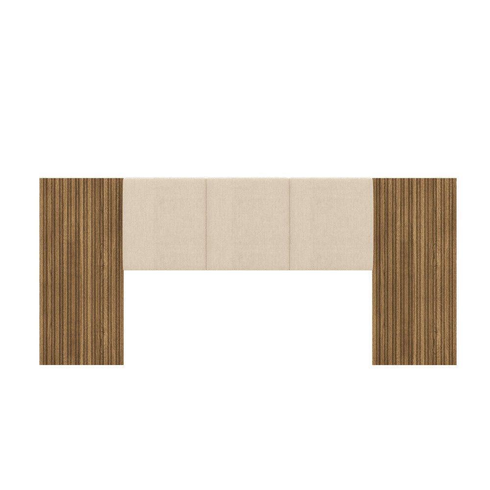 Cabeceira Estofada Cama Box Casal Queen Com Led Dubai Zen Nature Brisa/linho Bege - Mabe Magazine - 2