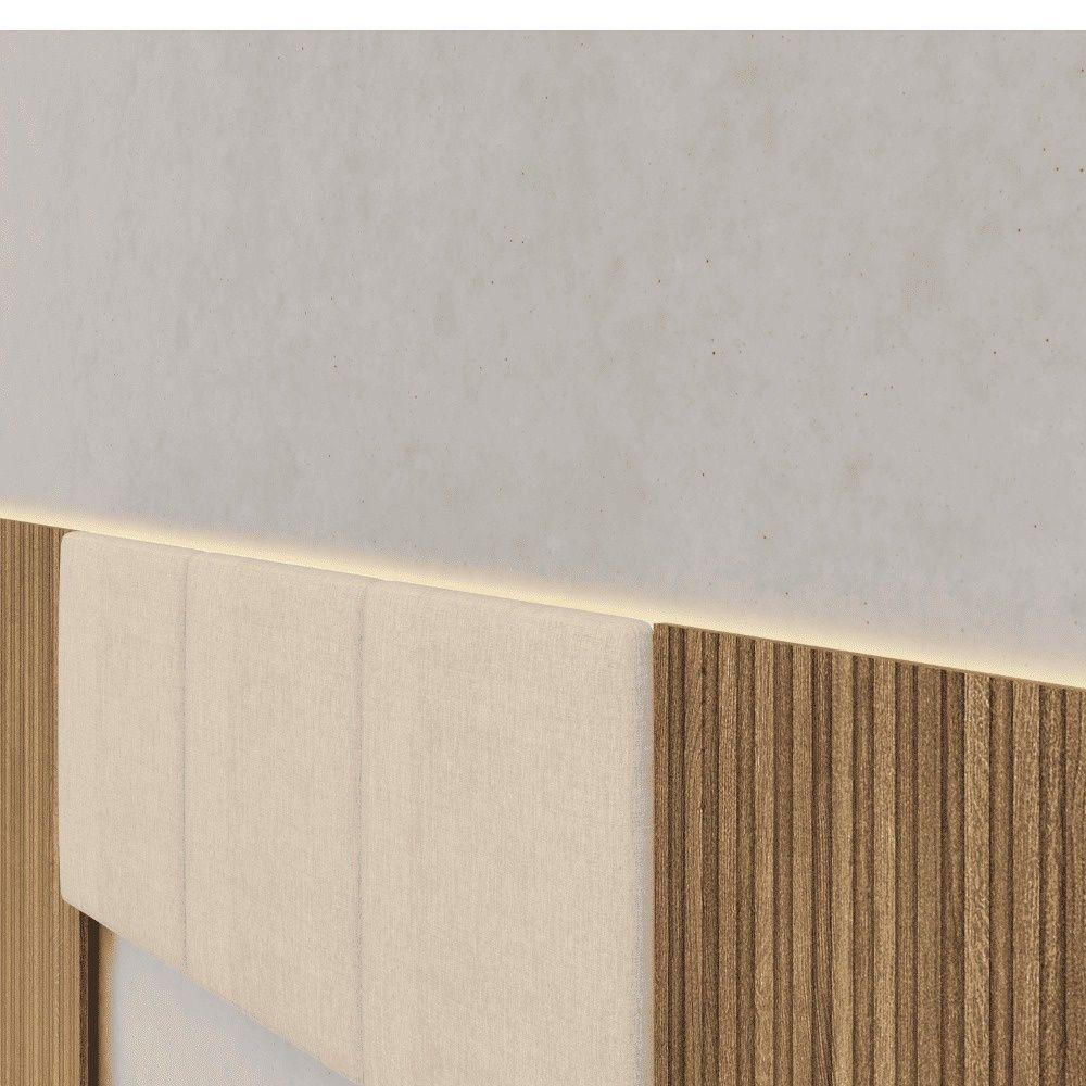 Cabeceira Estofada Cama Box Casal Queen Com Led Dubai Zen Nature Brisa/linho Bege - Mabe Magazine - 4