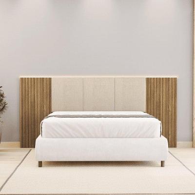 Cabeceira Estofada Cama Box Casal Queen Com Led Dubai Zen Nature Brisa/linho Bege - Mabe Magazine