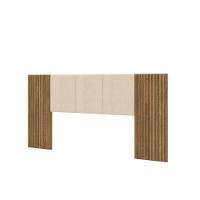 Cabeceira Estofada Cama Box Casal Queen Com Led Dubai Zen Nature Brisa/linho Bege - Mabe Magazine - 3