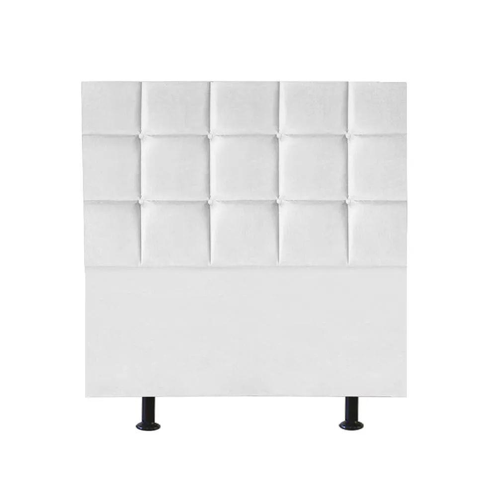 Cabeceira Estofada Cama Box Solteiro 90cm Espanha Corino Branco- Mabe Magazine - 1