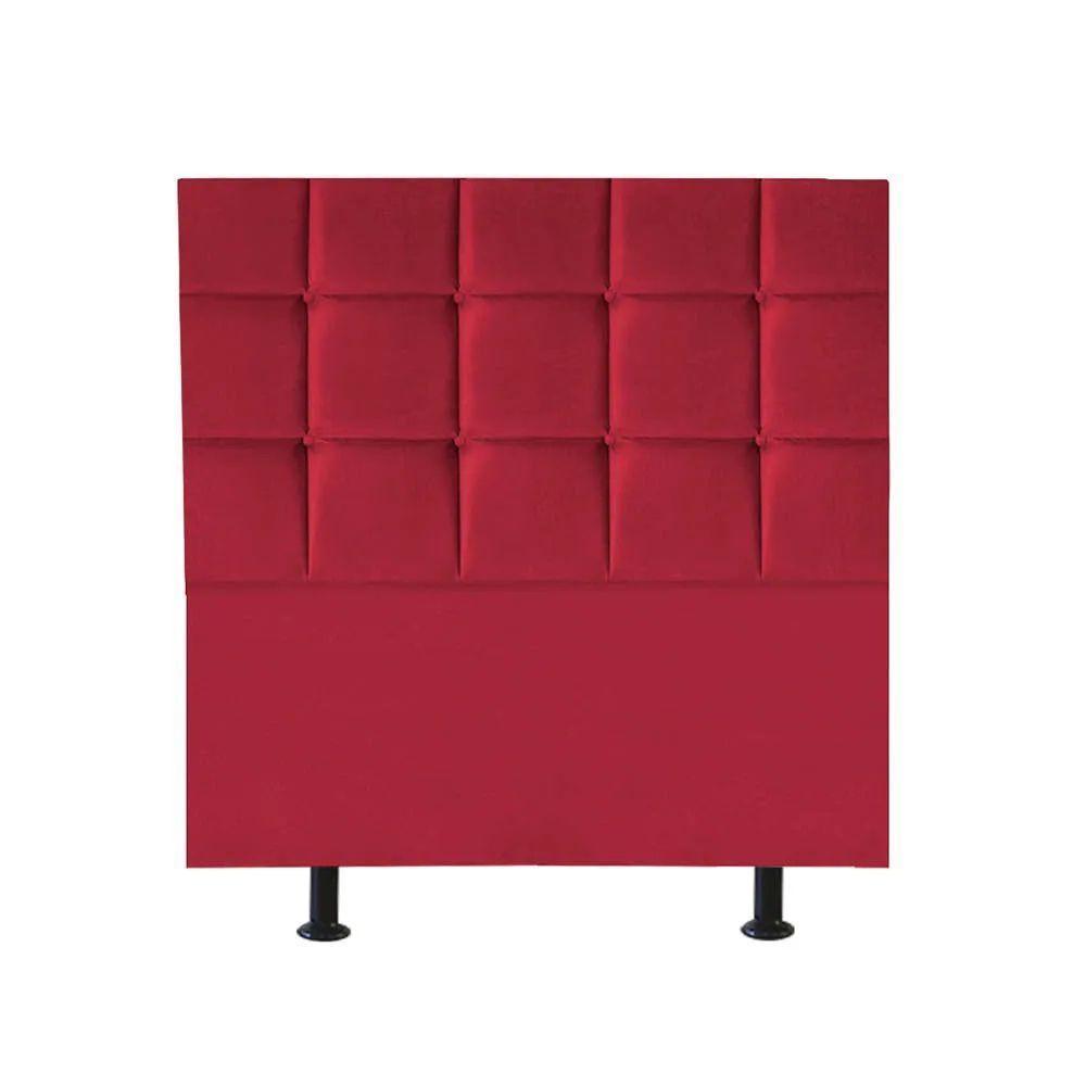 Cabeceira Estofada Cama Box Solteiro 90cm Espanha Corino Vermelho- Mabe Magazine - 1
