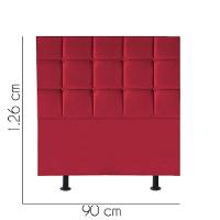Cabeceira Estofada Cama Box Solteiro 90cm Espanha Corino Vermelho- Mabe Magazine - 2
